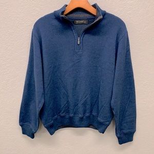 {St Croix shop} 1/4 zip navy wool blend sweater S